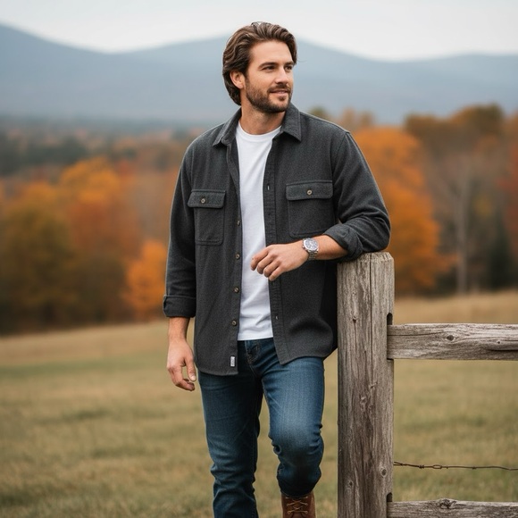 FIELD & STREAM 1871 | Gray Heavyweight Button Up Shacket/Flannel Size Large - Picture 1 of 10